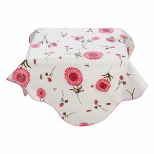 Vinyl Square Tablecloth Table Cover Waterproof 35 x 35 Inch Pink Flower Pattern